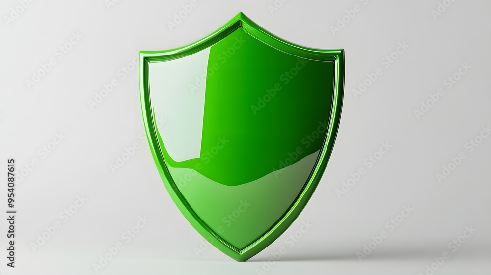 Shield depicting protection. shield 3d icon. Protection, defense and security concept symbol: green shield on isolated on white background Shield depicting protection. shield 3d icon. Protection, defense and security concept symbol: green shield on isolated on white background