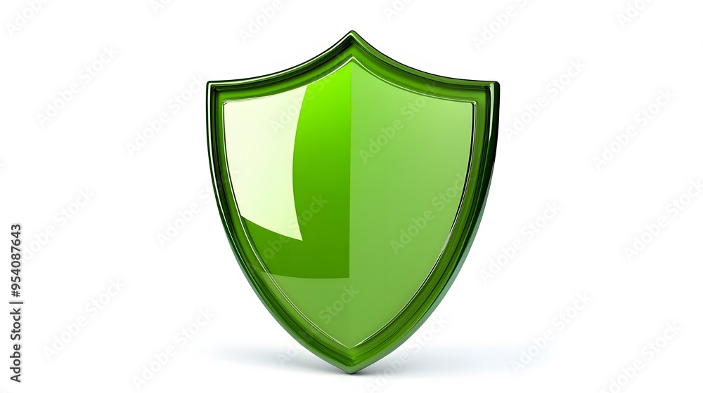 Shield depicting protection. shield 3d icon. Protection, defense and security concept symbol: green shield on isolated on white background Shield depicting protection. shield 3d icon. Protection, defense and security concept symbol: green shield on isolated on white background