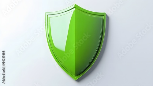 Shield depicting protection. shield 3d icon. Protection, defense and security concept symbol: green shield on isolated on white background