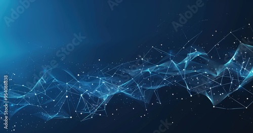 A digital abstract representation featuring interconnected lines and particles, evoking a sense of technology and innovation.