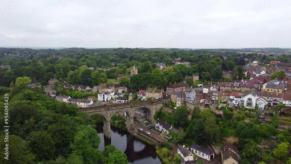 Scenic flight over Knaresborough Viaduct and River Nidd, Yorkshire, England Scenic flight over Knaresborough Viaduct and River Nidd, Yorkshire, England