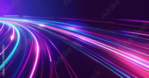 A vibrant abstract image showcasing dynamic lines of light in various colors  representing energy and movement.
