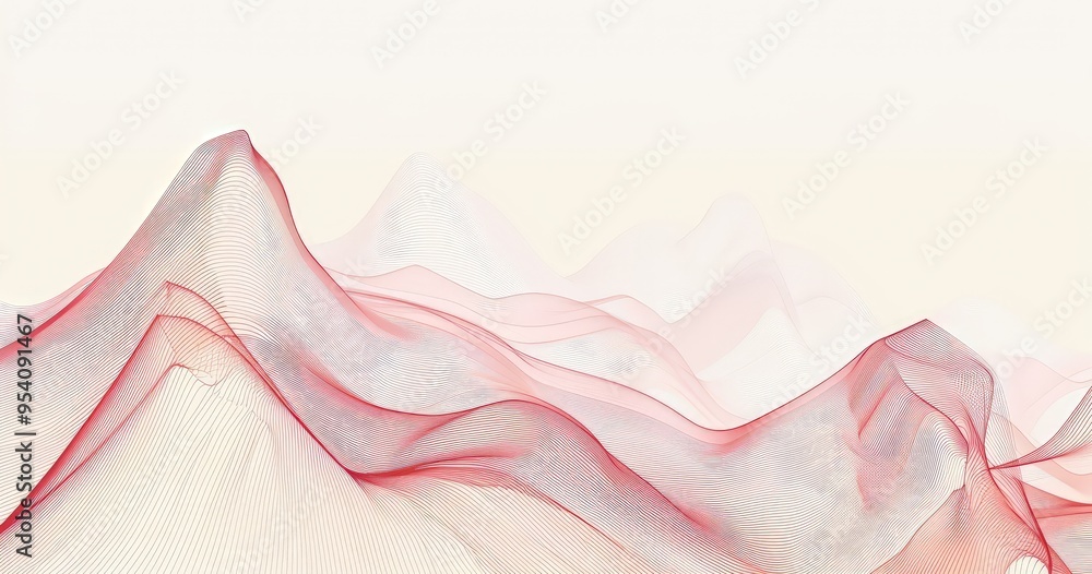 A serene abstract landscape featuring flowing lines and soft gradients in red and white, evoking a sense of tranquility. A serene abstract landscape featuring flowing lines and soft gradients in red and white, evoking a sense of tranquility.