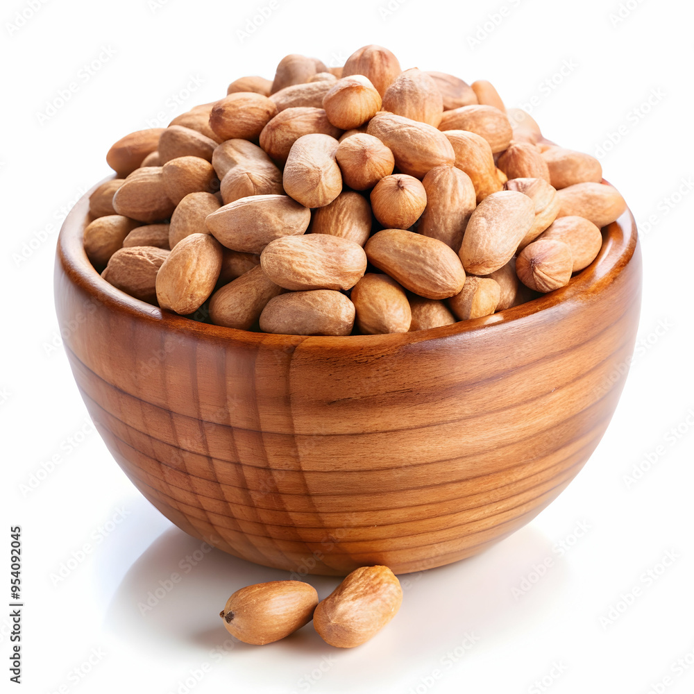 organic peanuts in wooden bowl organic peanuts in wooden bowl