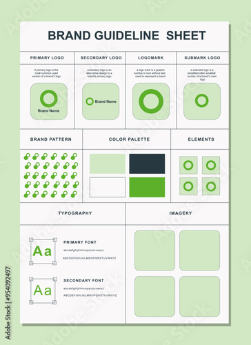 Brand Guidelines Sheet Layout, Brand Manual Templates, Simple style and modern layout Brand Style, Brand Identity, Brand Guidelines Personal and Agency Portfolio Layout