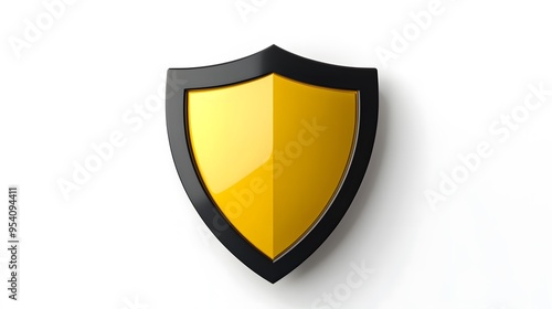 Free Download Shield depicting protection. shield 3d icon. Protection, defense and security concept symbol: yellow and black shield on isolated on white background - GFXLoad