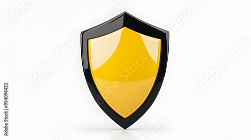 Free Download Shield depicting protection. shield 3d icon. Protection, defense and security concept symbol: yellow and black shield on isolated on white background - GFXLoad