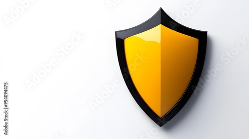 Free Download Shield depicting protection. shield 3d icon. Protection, defense and security concept symbol: yellow and black shield on isolated on white background - GFXLoad