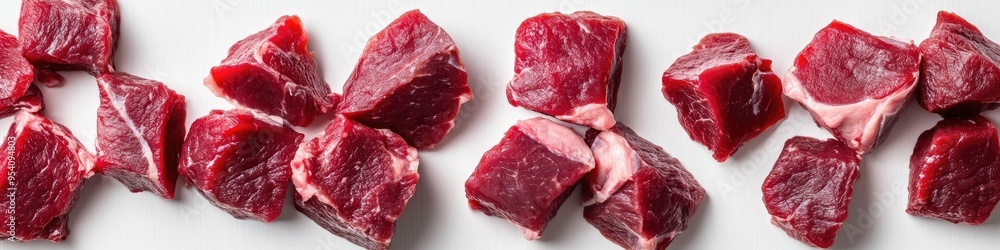 Carnivore diet concept with raw meat on white background for culinary and health enthusiasts Carnivore diet concept with raw meat on white background for culinary and health enthusiasts