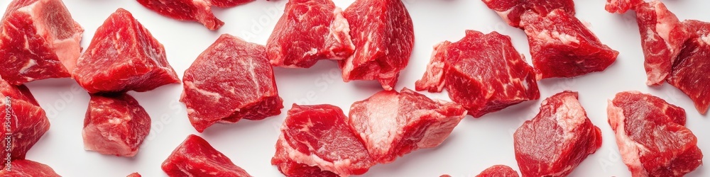 Fresh meat variety on white background for carnivore diet and culinary concepts Fresh meat variety on white background for carnivore diet and culinary concepts