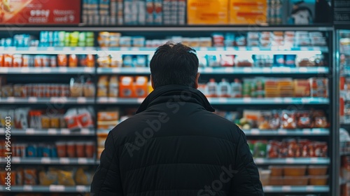 Detail of a man shopping in a supermarket