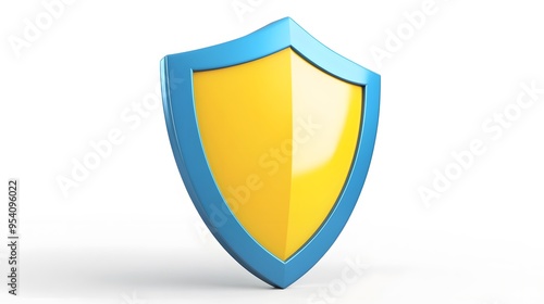 Free Download Shield depicting protection. shield 3d icon. Protection, defense and security concept symbol: yellow and blue shield on isolated on white background - GFXLoad