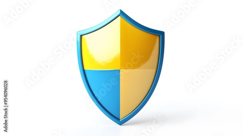 Free Download Shield depicting protection. shield 3d icon. Protection, defense and security concept symbol: yellow and blue shield on isolated on white background - GFXLoad