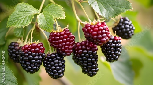 blackberry grows on a tree in the harvest garden