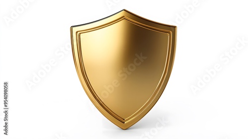Shield depicting protection. shield 3d icon. Protection, defense and security concept symbol: golden shield on isolated on white background