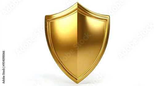 Shield depicting protection. shield 3d icon. Protection, defense and security concept symbol: golden shield on isolated on white background