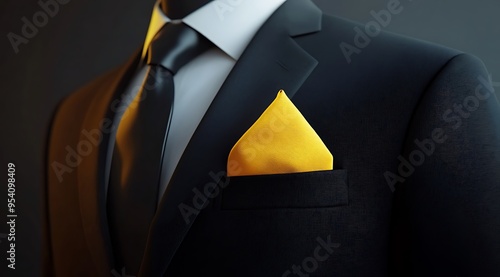 Minimalist folded pocket square mockup for classic suit photo