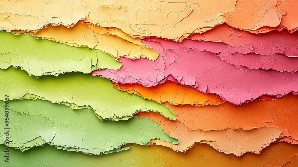 Obraz premium A macro of a multi-hued wall with flaking paint on its edges and a timepiece in the center