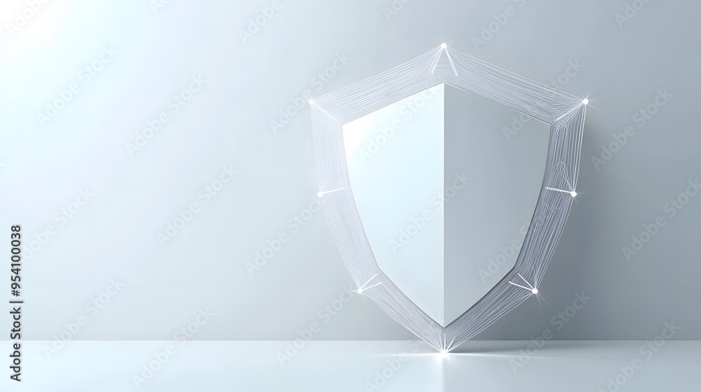 Cyber security safety shield in minimalistic style. 3d vector illustration. white background Cyber security safety shield in minimalistic style. 3d vector illustration. white background