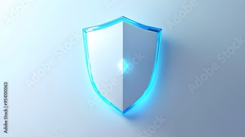 Cyber security safety shield in minimalistic style. 3d vector illustration. white backgroundCyber security safety shield in minimalistic style. 3d vector illustration. white background photo