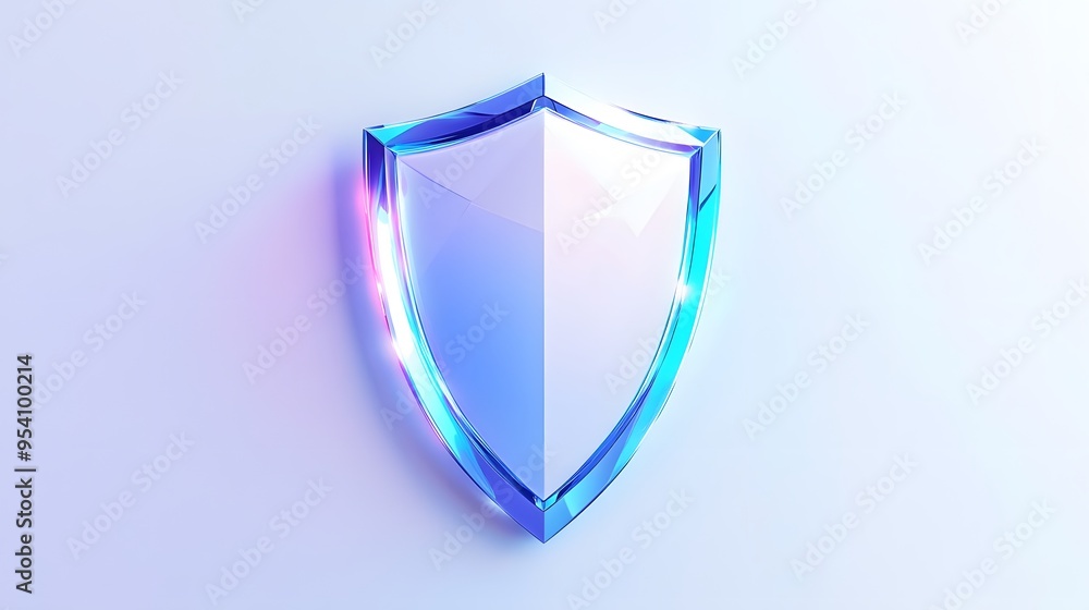 Cyber security safety shield in minimalistic style. 3d vector illustration. white background Cyber security safety shield in minimalistic style. 3d vector illustration. white background