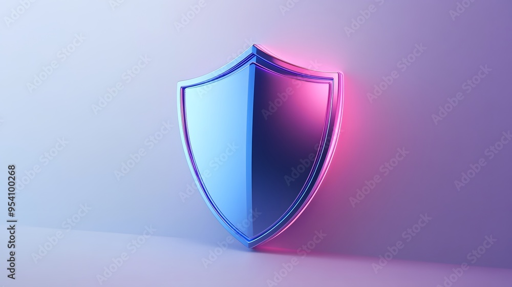 Cyber security safety shield in minimalistic style. 3d vector illustration. white background Cyber security safety shield in minimalistic style. 3d vector illustration. white background