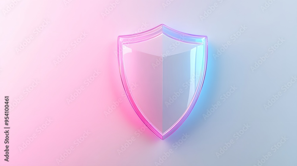 Cyber security safety shield in minimalistic style. 3d vector illustration. white background Cyber security safety shield in minimalistic style. 3d vector illustration. white background
