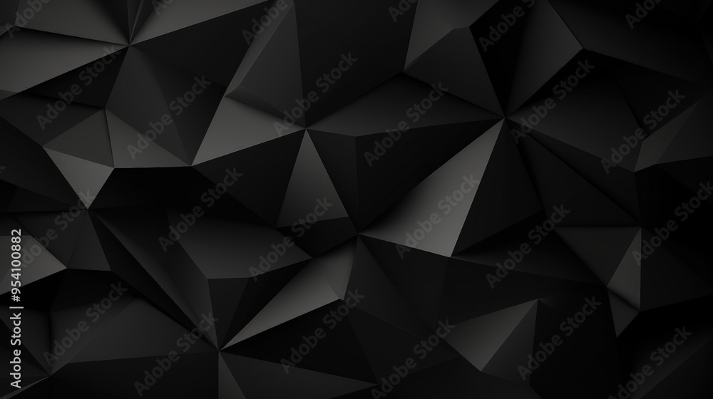 A textured black polygonal background with sharp angles and facets. A textured black polygonal background with sharp angles and facets.