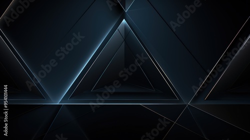 A dark, geometric background featuring triangular shapes with subtle lighting effects.