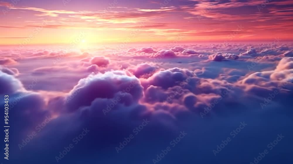Vibrant Sunrise Over Fluffy Clouds in the Serene Sky Generative AI Vibrant Sunrise Over Fluffy Clouds in the Serene Sky Generative AI