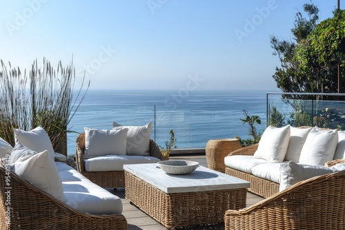 Seaside Living in Cape Town with Safari Wicker Furniture and White Pillows