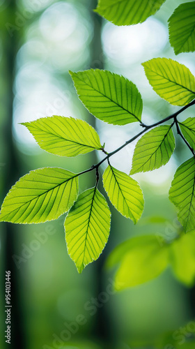 Gentle breeze rustling the leaves of a forest, mild weather, peaceful nature scene