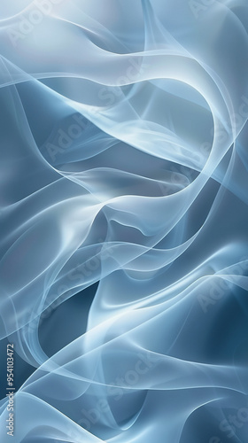 Abstract white waves on a cool blue background, creating a sense of calm and tranquility.