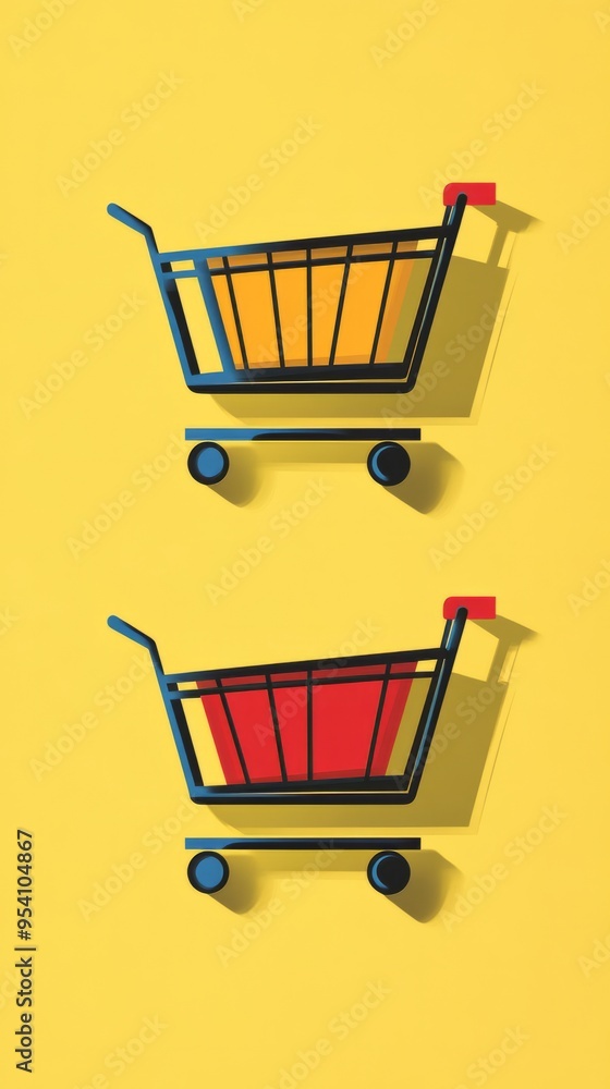 Full and empty shopping cart symbol shop and sale icon Full and empty shopping cart symbol shop and sale icon