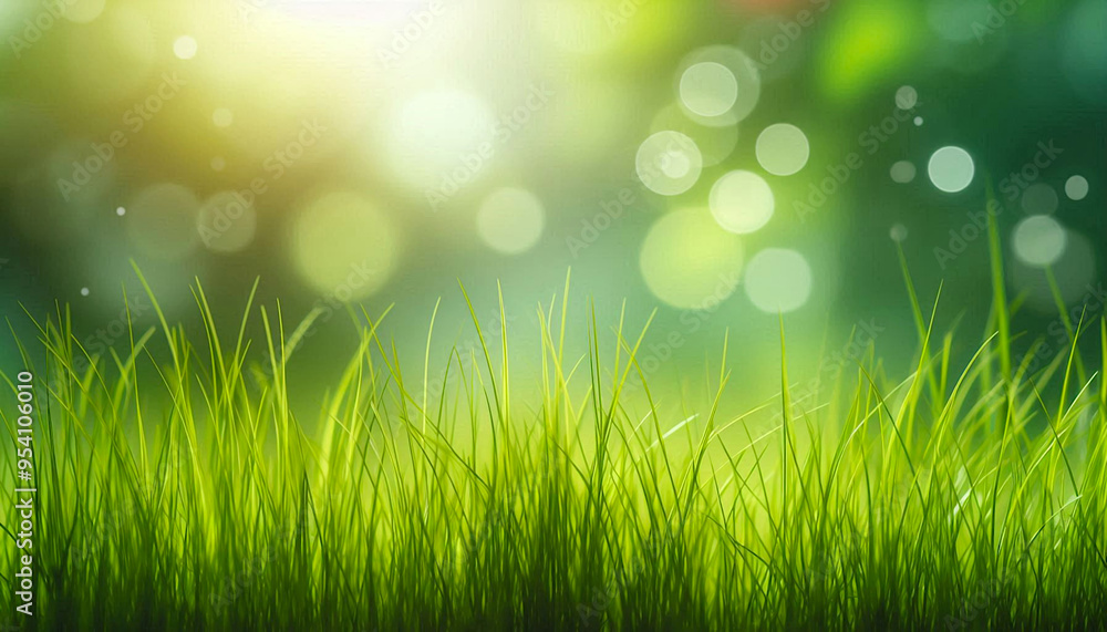 Fresh green grass front view in blur bokeh nature background in sunny summer day Fresh green grass front view in blur bokeh nature background in sunny summer day