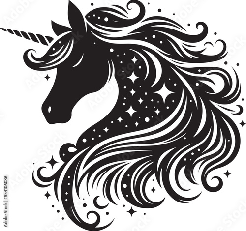 Wallpaper Mural  Unicorn Silhouette Vector Art illustration Torontodigital.ca