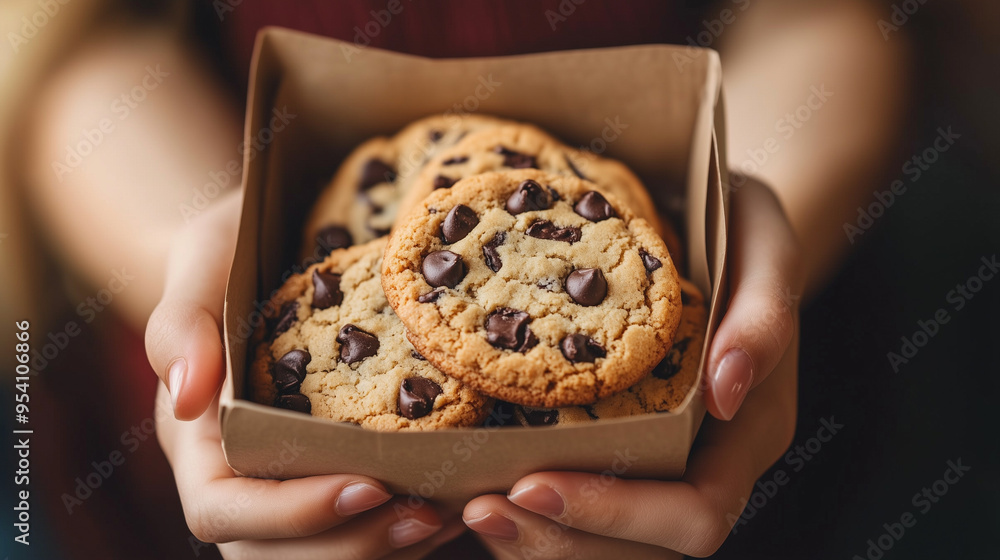 Girl Holding a Package of Cookies in Her Hands Girl Holding a Package of Cookies in Her Hands