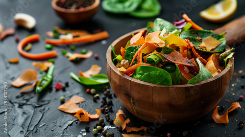 Top View of Vegetable Peels in a Bowl Ready for Composting