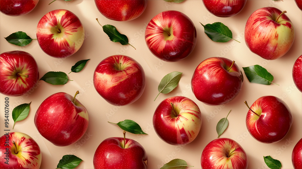 Fototapeta premium red apples on bright bacground