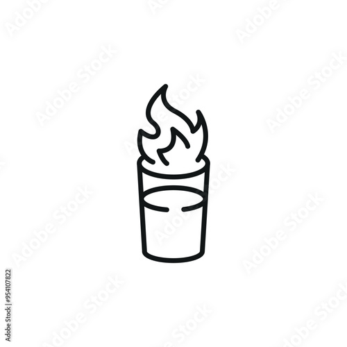Flaming shot icon. Simple icon depicting a flaming drink, typically a shot, symbolizing alcohol, cocktails, or parties. Suitable for social media, app, and web design. Vector illustration