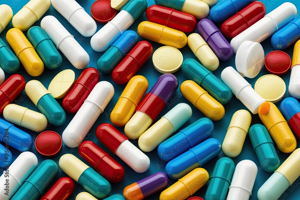 Diverse Range of Colorful Pharmaceutical Pills and Capsules Showcasing Medication Variety in Healthcare Diverse Range of Colorful Pharmaceutical Pills and Capsules Showcasing Medication Variety in Healthcare