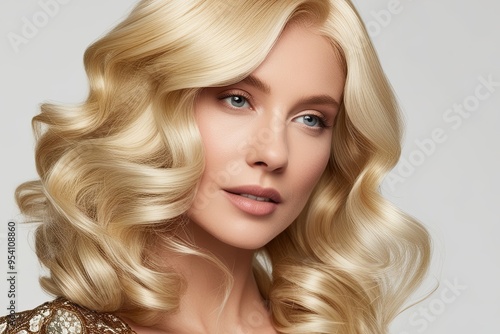 Lustrous Blonde Curls Bright Smooth Strands with Vibrant Hues for Healthy Hair Care