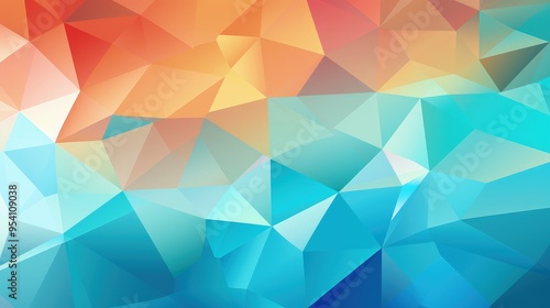 A colorful abstract design featuring geometric shapes and gradients.