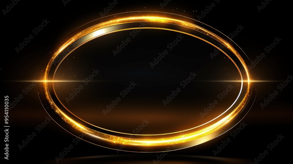 A glowing golden oval frame on a dark background, suitable for text or graphic overlay. A glowing golden oval frame on a dark background, suitable for text or graphic overlay.