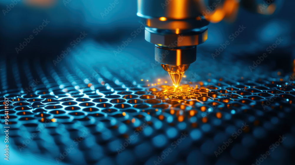 Highprecision manufacturing of composites matrix, showcasing complex assembly and material fusion Highprecision manufacturing of composites matrix, showcasing complex assembly and material fusion