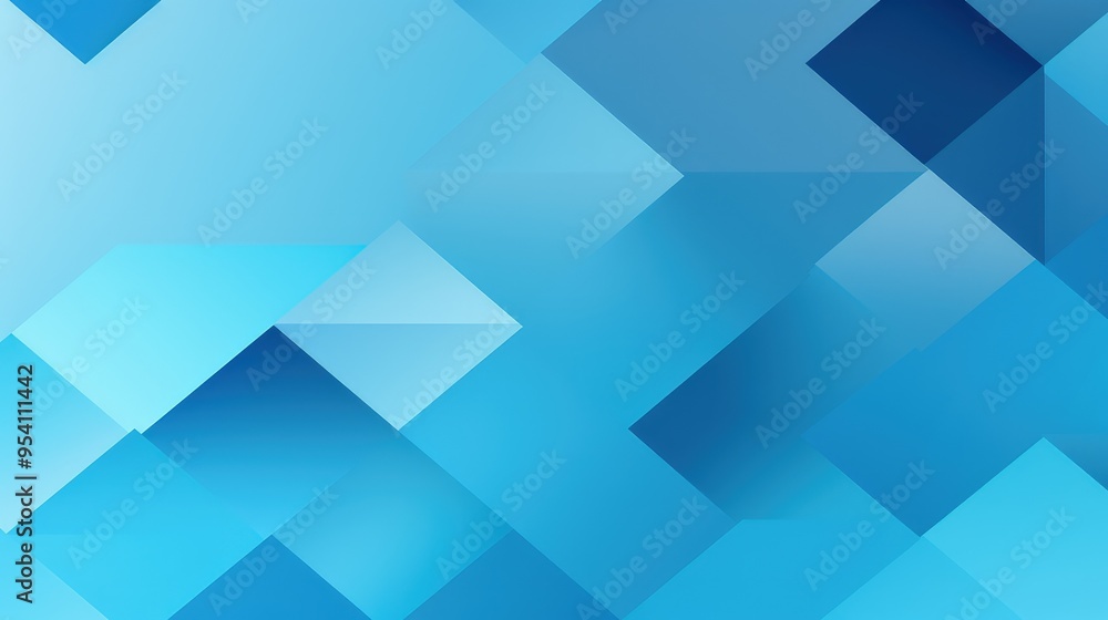 Fototapeta premium Abstract blue geometric background with various shapes and gradients.