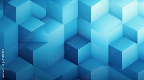 A geometric abstract background featuring 3D blue cubes in varying shades.