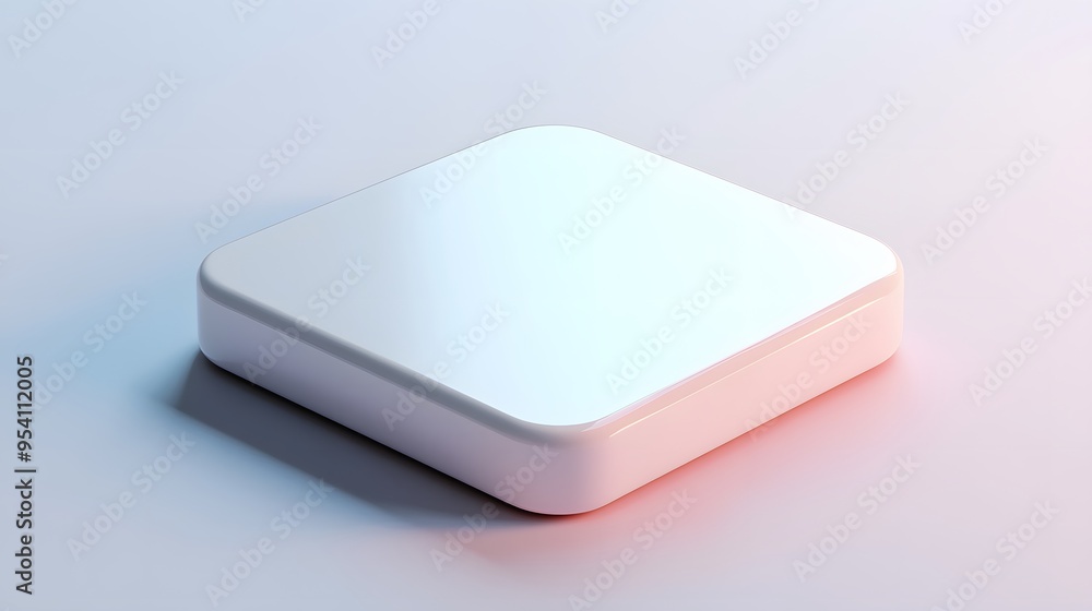 Blank Mobile application icon, button - solid square with round corners. 3d rendering, white background Blank Mobile application icon, button - solid square with round corners. 3d rendering, white background