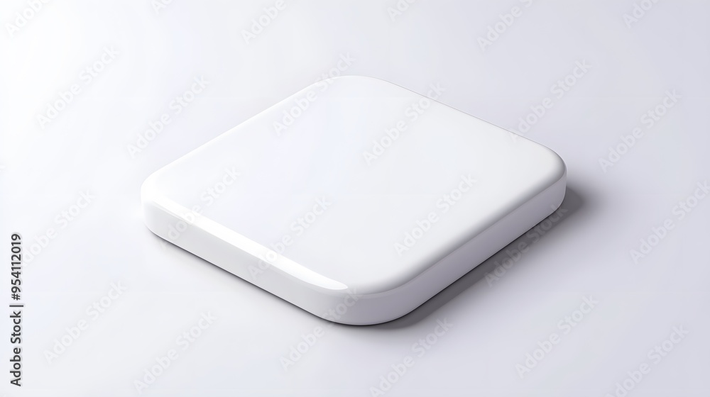 Blank Mobile application icon, button - solid square with round corners. 3d rendering, white background Blank Mobile application icon, button - solid square with round corners. 3d rendering, white background