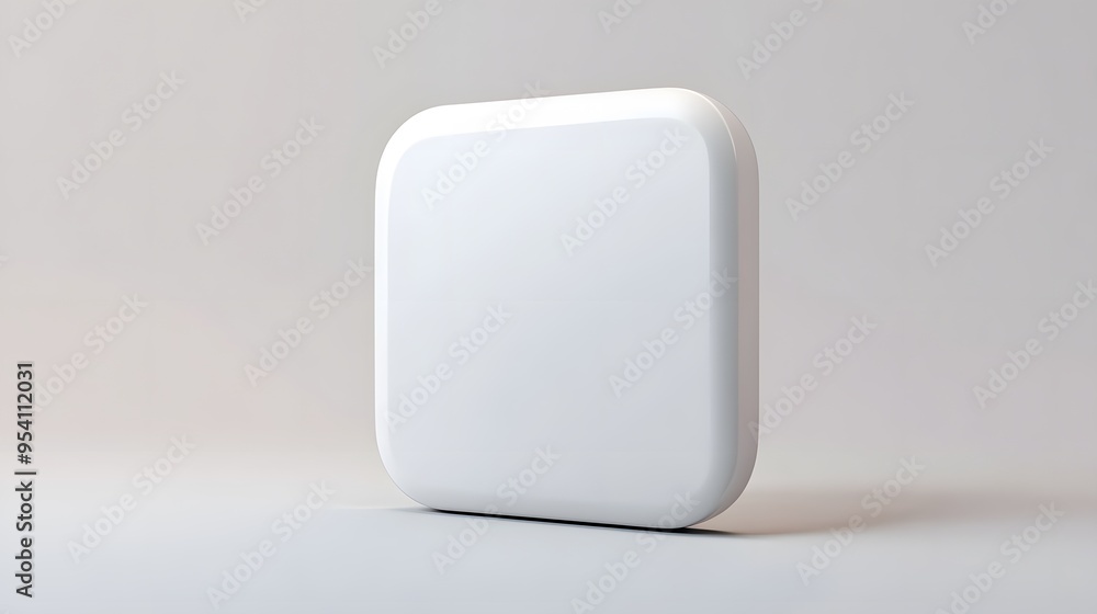 Blank Mobile application icon, button - solid square with round corners. 3d rendering, white background Blank Mobile application icon, button - solid square with round corners. 3d rendering, white background